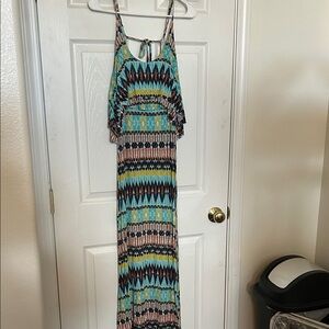 Mimi Chica Blue and Pink Zigzag Maxi Dress